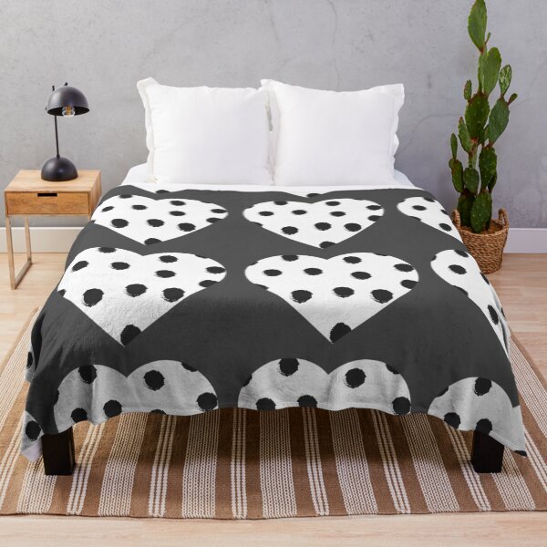 Item preview, Polka dot black and white heart pattern designed and sold by MyYellowBird.