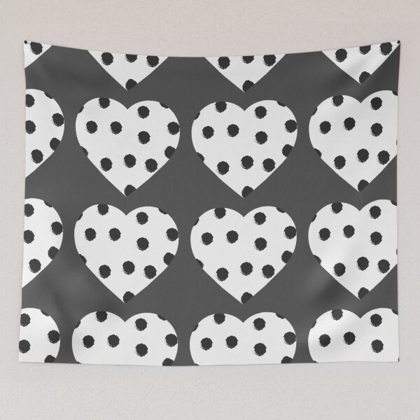 Item preview, Polka dot black and white heart pattern designed and sold by MyYellowBird.
