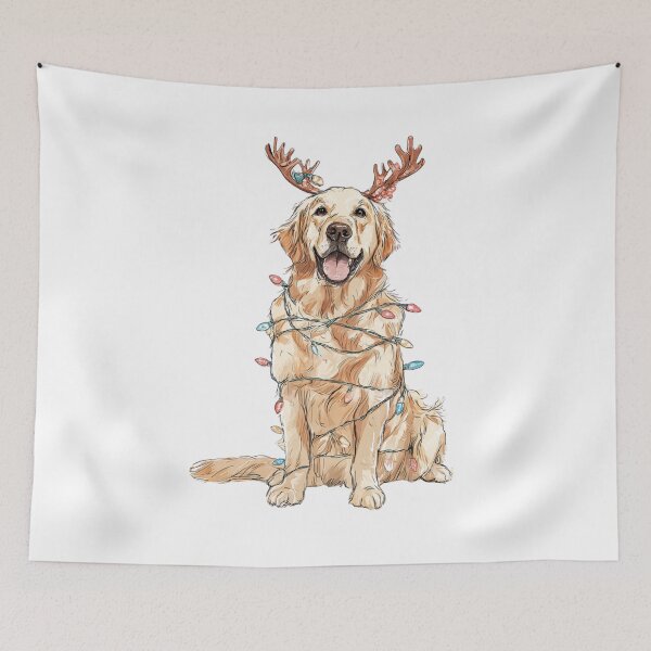 Item preview, Golden Retriever with Christmas Antlers  designed and sold by reddogbuckeye.