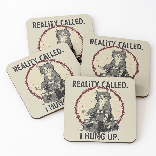 Item preview, Reality Called I Hung Up Grunge Cat T-Shirt Design designed and sold by catastrocat.