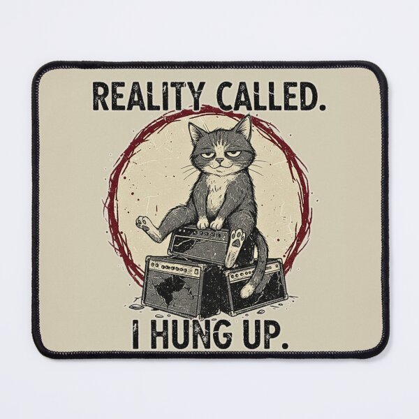 Item preview, Reality Called I Hung Up Grunge Cat T-Shirt Design designed and sold by catastrocat.