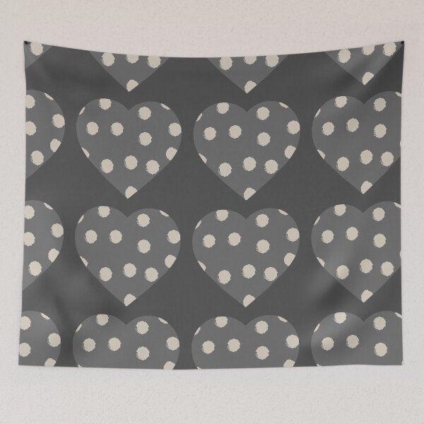Item preview, Polka dot grey and beige heart pattern designed and sold by MyYellowBird.