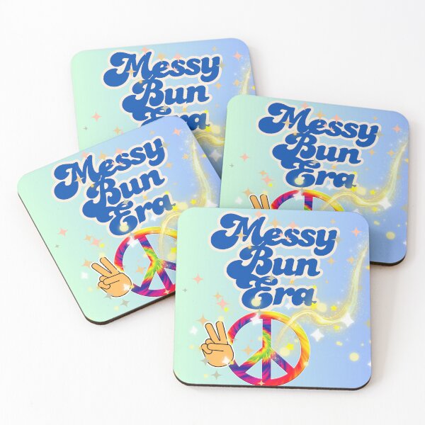 Item preview, Messy Bun Era - Retro Peace and Positivity Typography Blue designed and sold by Extremeallie.