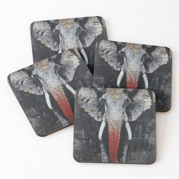 Item preview, Golden and Red Elephant Artwork – Metallic Abstract Wildlife Illustration designed and sold by MythologyRealm.
