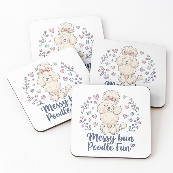 Item preview, Messy Bun Poodle Fun - Cute Smiling Poodle Dog T-Shirt designed and sold by Ink_It.