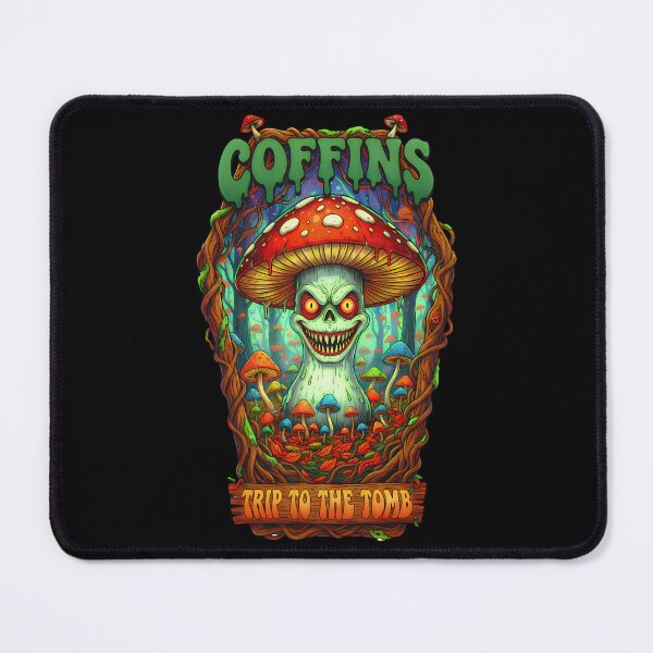 Item preview, Trip to the Tomb - Psychedelic Mushroom Skull designed and sold by CoffinsArt.