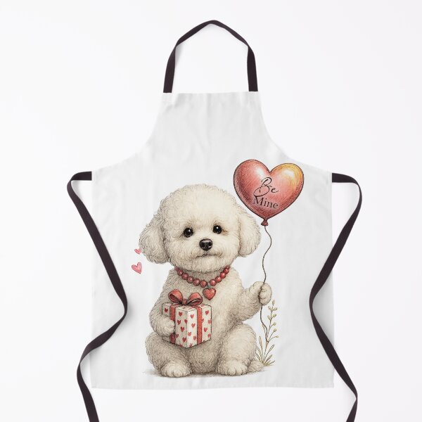 Item preview, Bichon Frise holding a balloon & gift designed and sold by Bichon Boutique.