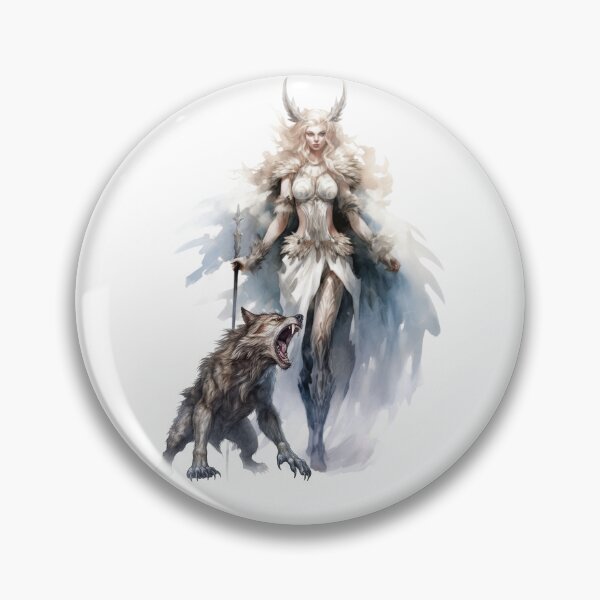 Item preview, ice warrior goddess – northern light power – wolf companion art designed and sold by Traumrausch.