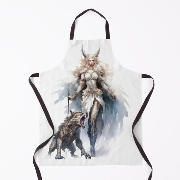 Item preview, ice warrior goddess – northern light power – wolf companion art designed and sold by Traumrausch.