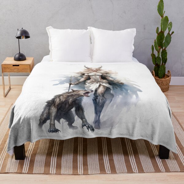 Item preview, ice warrior goddess – northern light power – wolf companion art designed and sold by Traumrausch.