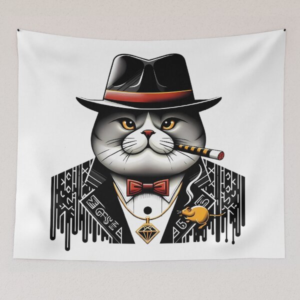 Item preview, Gangster Cat Mafia Boss Fedora designed and sold by DrawDrip.