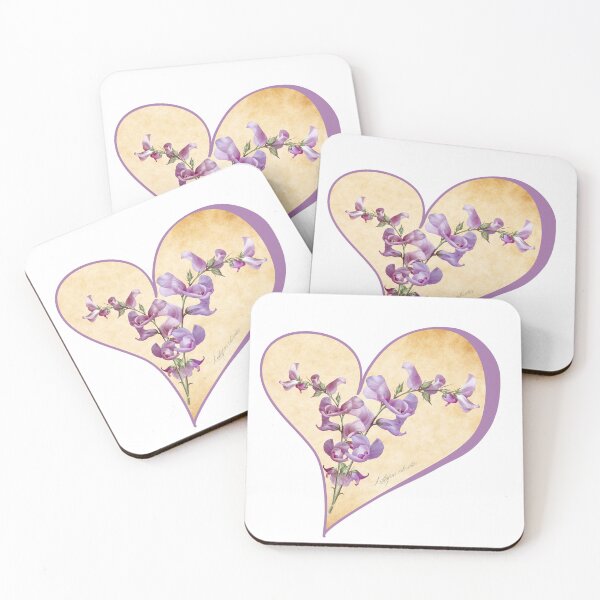 Item preview, Sweet Pea Heart – Lathyrus odoratus Vintage Botanical Art designed and sold by ChristinePartlow.