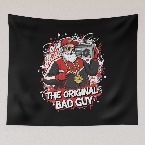 Item preview, The Original Bad Guy Santa T-Shirt, Urban Retro Christmas Gift, Cool Grunge Santa Graphic Tee, Modern Holiday Streetwear Shirt designed and sold by Kukiishop.