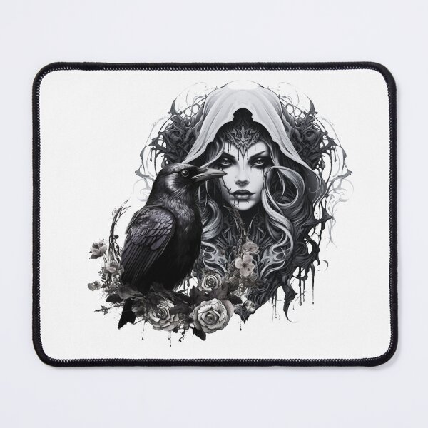 Item preview, queen of shadows – gothic raven spirit – dark monochrome fantasy designed and sold by Traumrausch.