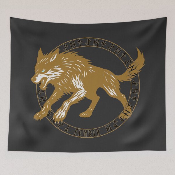 Item preview, Golden Fenrir In Viking Rune Circle  designed and sold by MattC_Design.