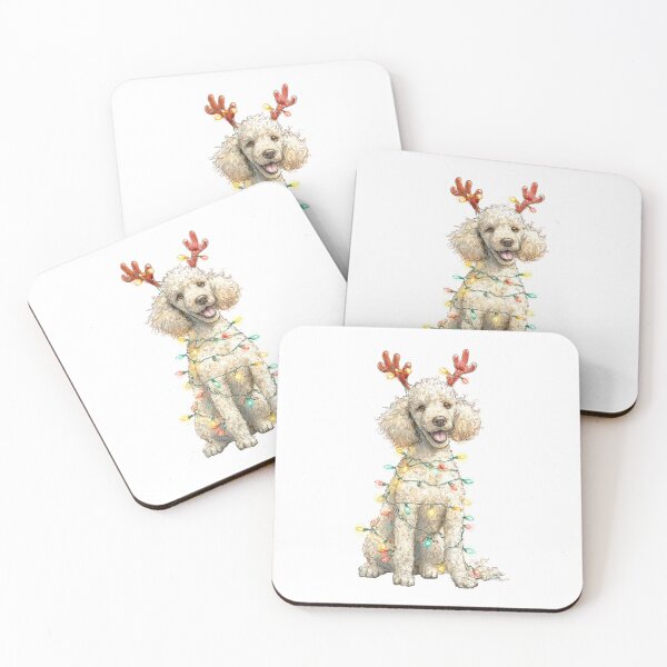 Item preview, White Poodle with Christmas Antlers  designed and sold by reddogbuckeye.