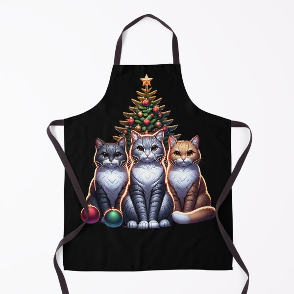 Item preview, Cute cats sit in front of a Christmas tree designed and sold by ReneMM.