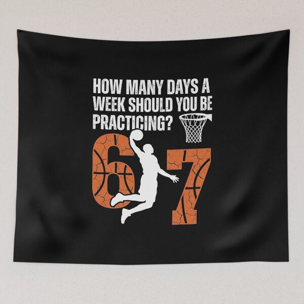 Item preview, How Many Days A Week Should You Be Practicing? 67 Meme, funny basketball player gift, sports training humor graphic tee designed and sold by saloui.