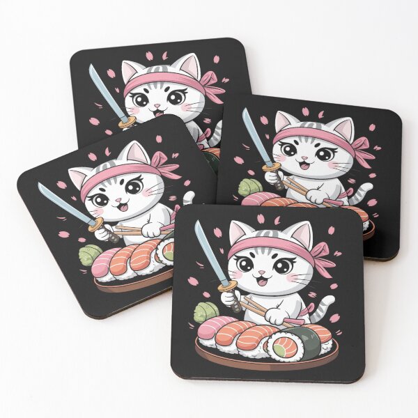 Item preview, Sushi Samurai Cat – Kawaii Chef with Katana designed and sold by Designorado.