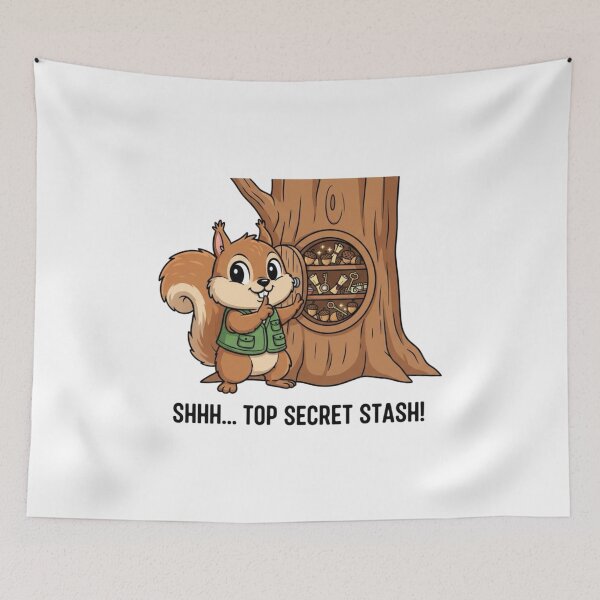 Item preview, Shuu Top Secret Stash – Funny Squirrel Hiding Nuts Meme designed and sold by Whisky1111.