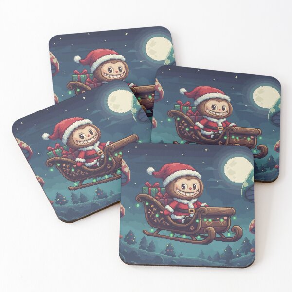 Item preview, Labubu Santa Claus Riding a Sleigh – Cute Christmas Holiday Art designed and sold by SmartyWonders.