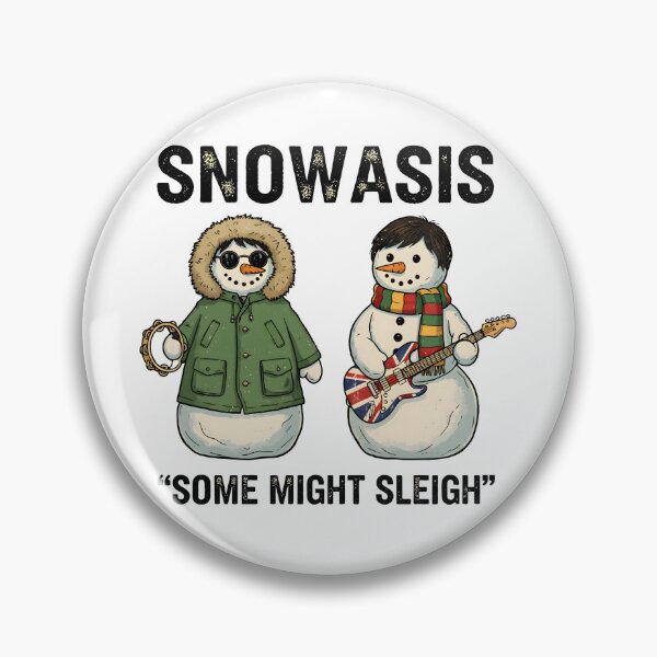 Item preview,  Snowasis Britpop Snowmen Band Parody classic t-shirt,,Some Might Sleigh Funny Rock Snowman Art shirt  designed and sold by PrintMod.