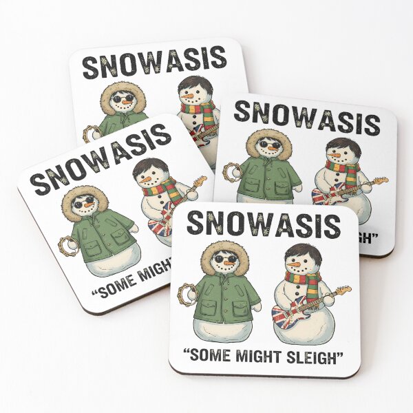 Item preview,  Snowasis Britpop Snowmen Band Parody classic t-shirt,,Some Might Sleigh Funny Rock Snowman Art shirt  designed and sold by PrintMod.