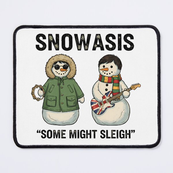 Item preview,  Snowasis Britpop Snowmen Band Parody classic t-shirt,,Some Might Sleigh Funny Rock Snowman Art shirt  designed and sold by PrintMod.