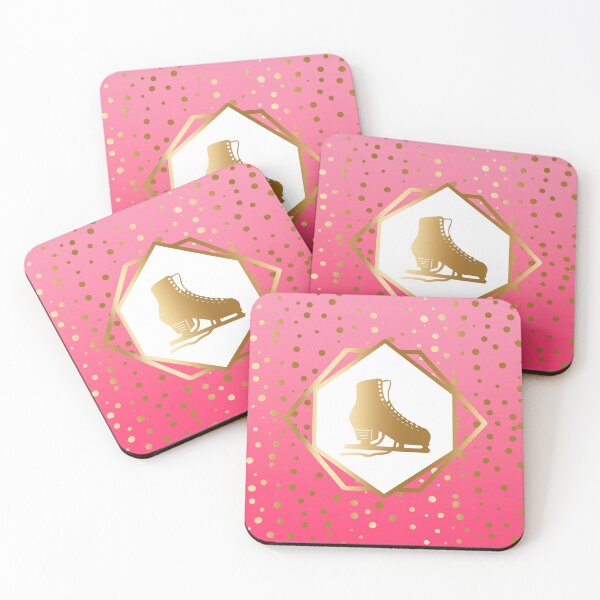 Item preview, Gold Figure Skate with Gold Dots on Pink Gradient designed and sold by Purposely Designed.