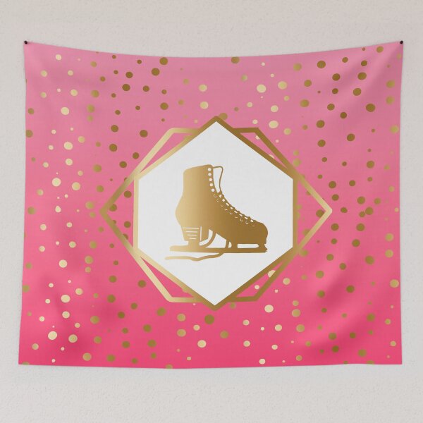 Item preview, Gold Figure Skate with Gold Dots on Pink Gradient designed and sold by PD-Skating.