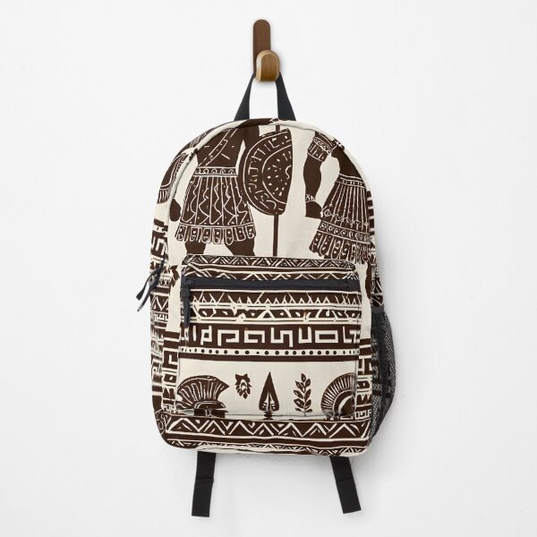 Item preview, Stylized Greek Warriors – Brown and White Ancient Pattern designed and sold by daila70.