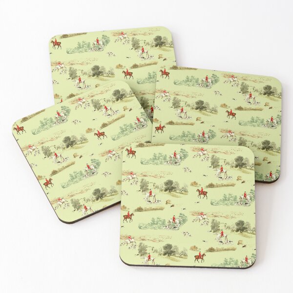 Item preview, Vintage English Country Hunting Horse Riders Hounds Green designed and sold by tanjica.