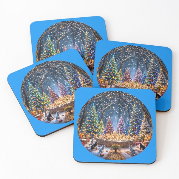 Item preview, A fun Christmas party in the forest with cats designed and sold by KunstGeist.