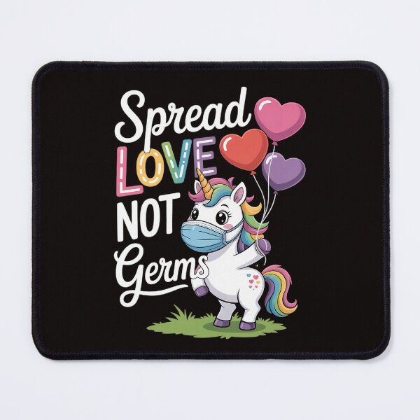 Item preview, Spread Love Not Germs Cute Unicorn With Face Mask designed and sold by LapFemile.