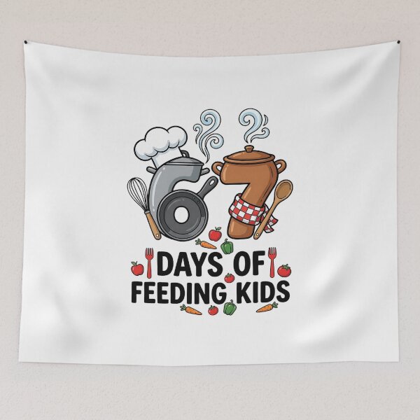 Item preview, Funny Mom Life Shirt 67 Meme Days of Feeding Kids, parenting cooking humor gift, kitchen chaos graphic tee designed and sold by saloui.