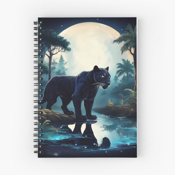 Item preview, Black Panther at the Water Hole under a full moon designed and sold by Art-Horizon.