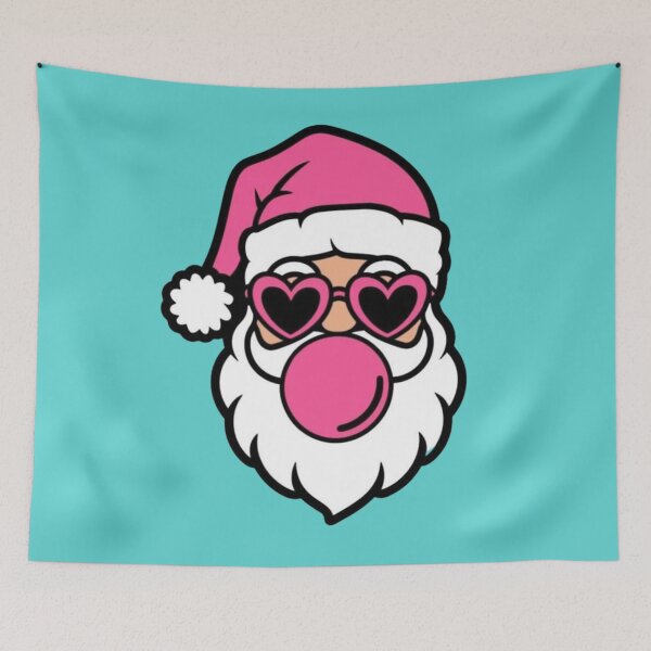 Item preview, Pink Santa Claus Chewing Bubble Gum Blowing Bubble in Heart Sunglasses Design designed and sold by MakersFolly.