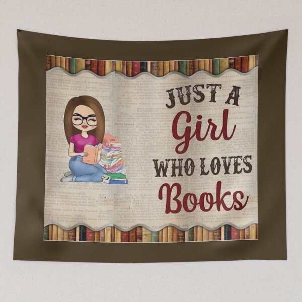 Item preview, Just a Girl Who Loves Books | Book Lover Apparel & Home Decor Gift for Readers designed and sold by Compass and a Camera.