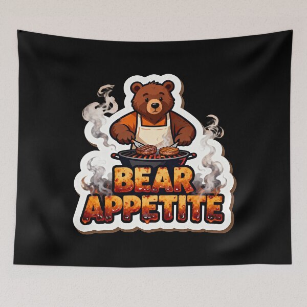Item preview, Bear Appetite: The Ultimate BBQ Grill Master Sticker for Food Lovers & Grill Enthusiasts designed and sold by FluffinCool.