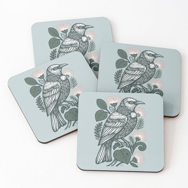 Item preview, Tūī Line Art with Pōhutukawa designed and sold by MvuuStudio.
