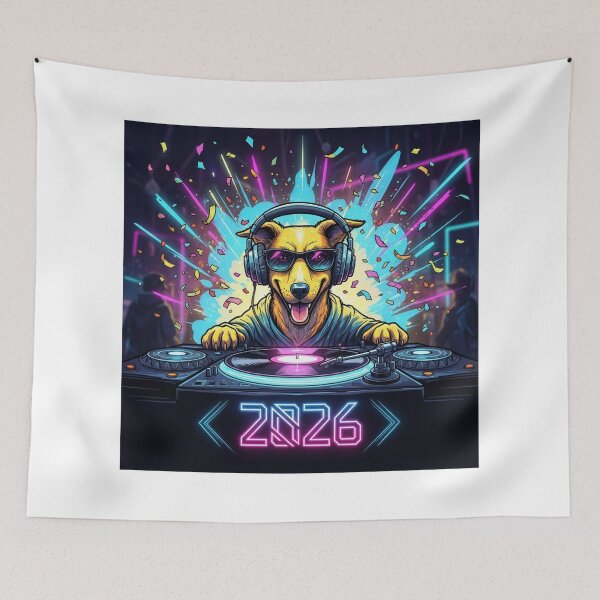 Item preview, Dog DJ Welcoming 2026 designed and sold by PetJoyPrintsCO.