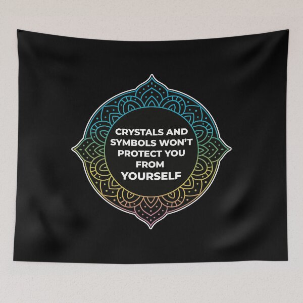 Item preview, Sarcastic Spiritual – Crystals Won’t Protect You – Gift for Friend • Retro Mandala Typography designed and sold by JacobKAurumhead.