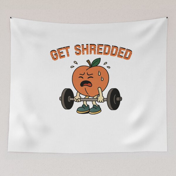 Item preview, Get Shredded Funny Peach Working Out Quote designed and sold by SharpThreadZ.