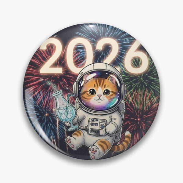 Item preview, Astronaut Cat Toasting to 2026 designed and sold by PetJoyPrintsCO.