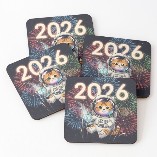 Item preview, Astronaut Cat Toasting to 2026 designed and sold by PetJoyPrintsCO.