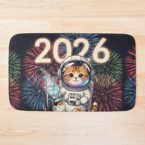 Item preview, Astronaut Cat Toasting to 2026 designed and sold by PetJoyPrintsCO.