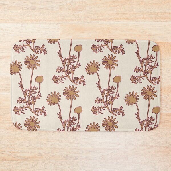 Item preview, Floral Botanical Wild Daisies Pattern in Caramel Maroon Cream designed and sold by kierkegaard.