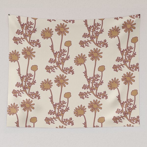 Item preview, Floral Botanical Wild Daisies Pattern in Caramel Maroon Cream designed and sold by kierkegaard.
