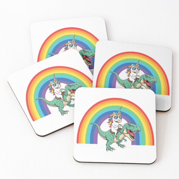Item preview, Unicorn Riding T-Rex Rainbow designed and sold by Red Arts.