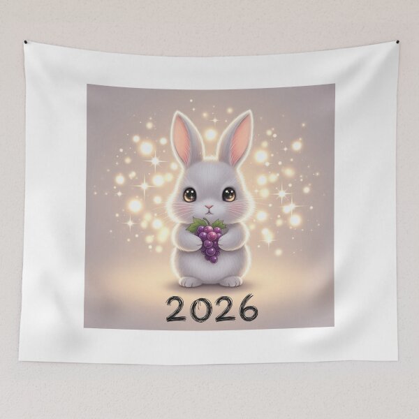 Item preview, Bunny Toasting with Grapes 2026 designed and sold by PetJoyPrintsCO.